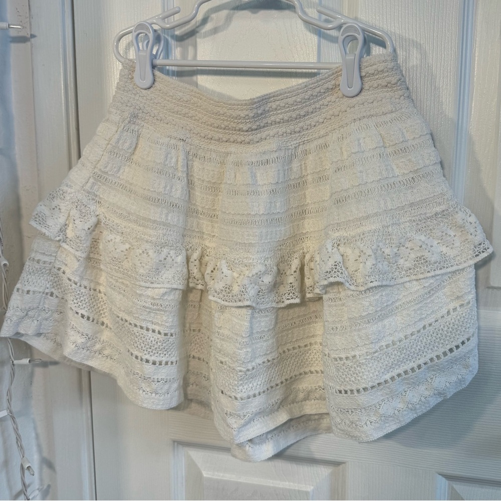 AERIE Textured Lace Ruffle Mini Skirt